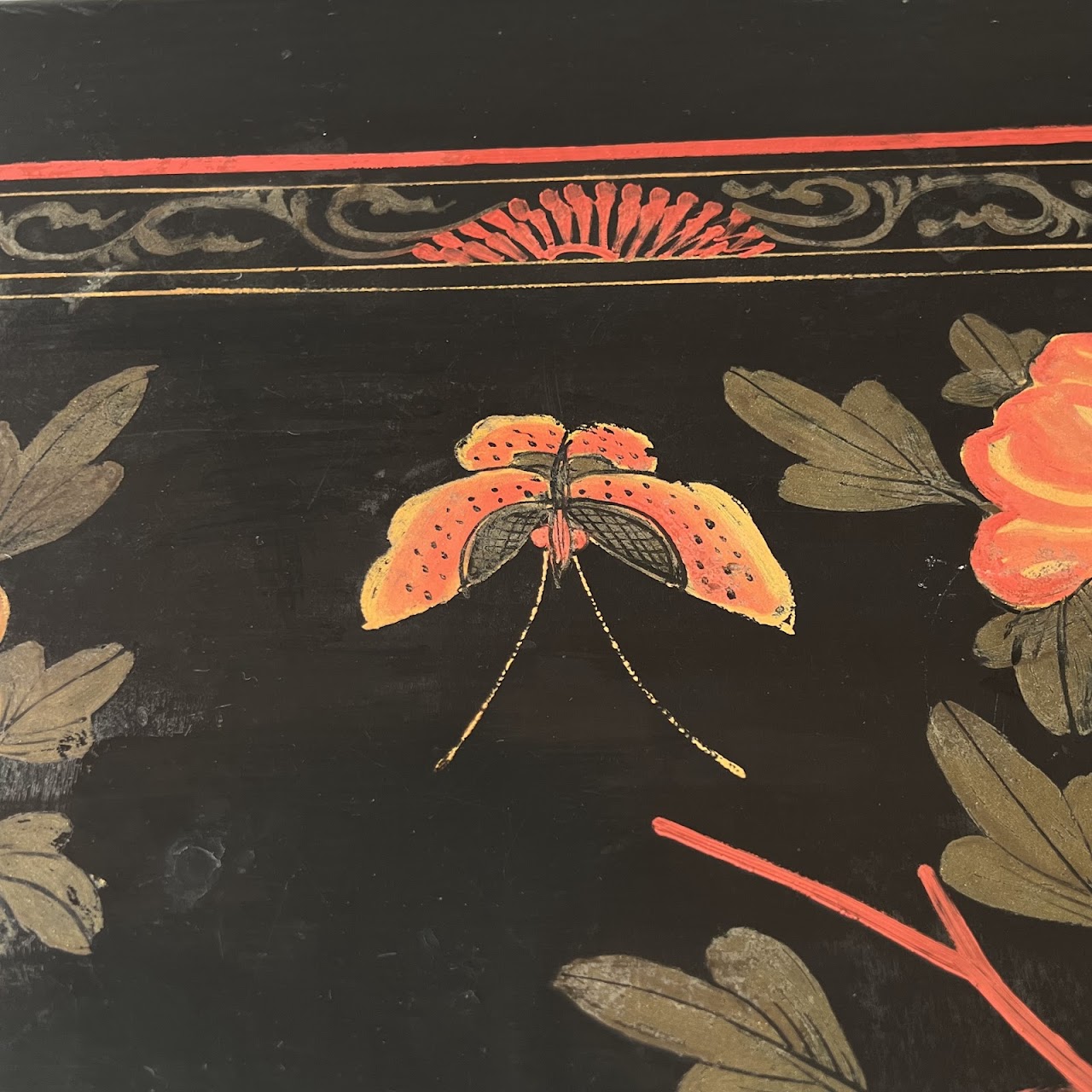 Chinoiserie Hand-Painted and Lacquered Antique Chest #2