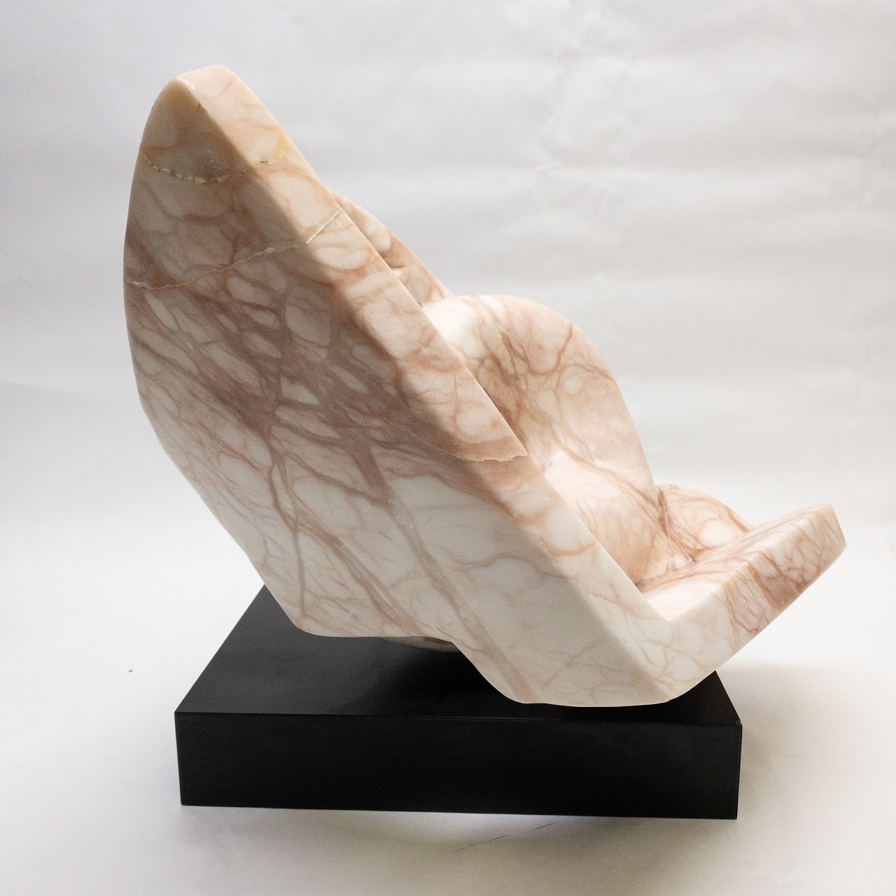 Signed Pink Marble Modernist Sculpture