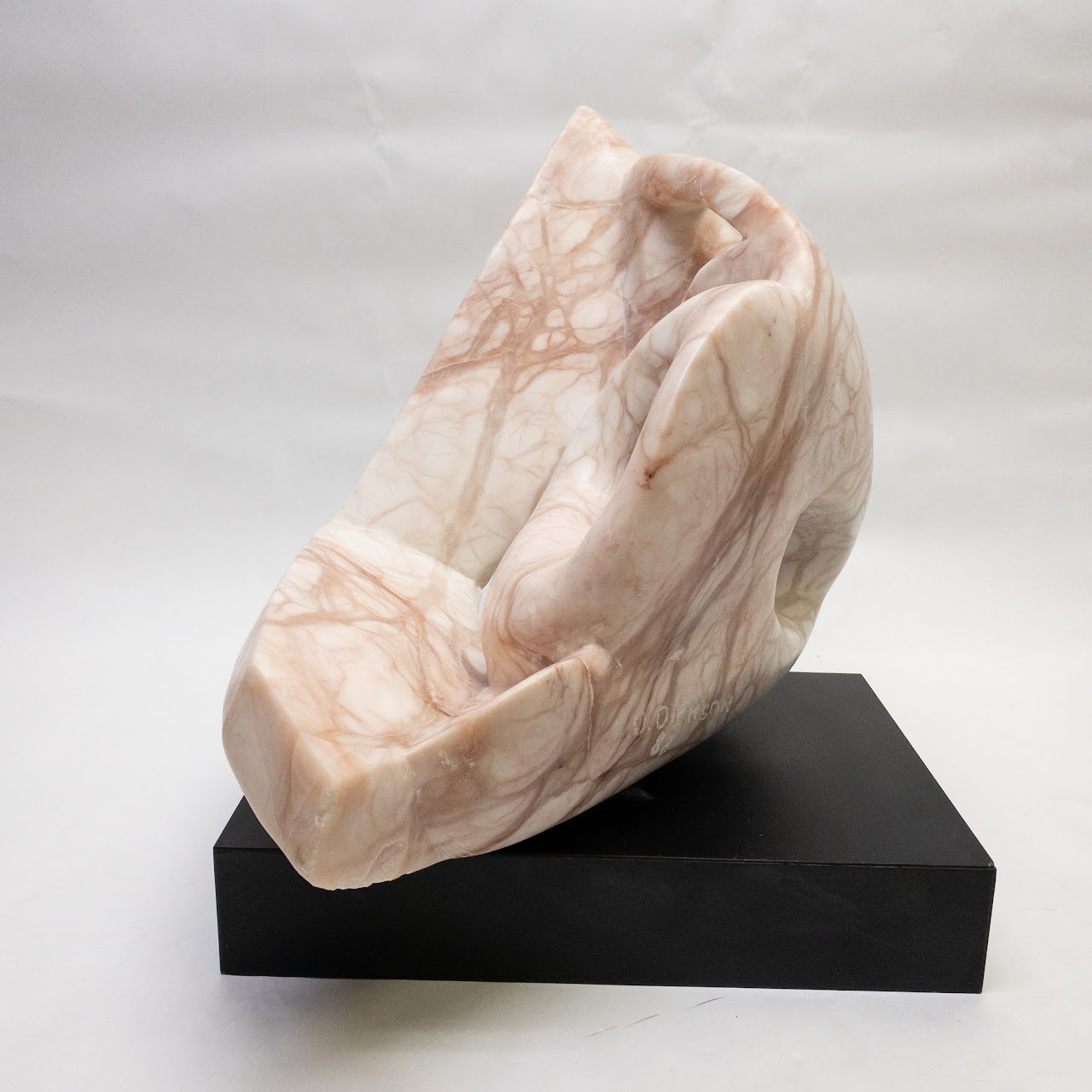 Signed Pink Marble Modernist Sculpture