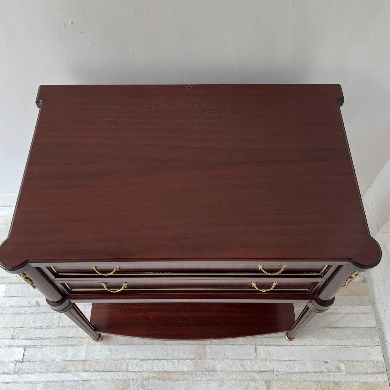 Ormolu Mounted Mahogany Two-Drawer End Table