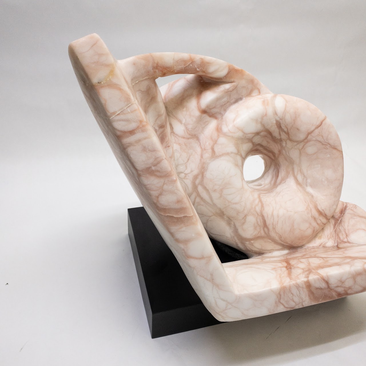 Signed Pink Marble Modernist Sculpture