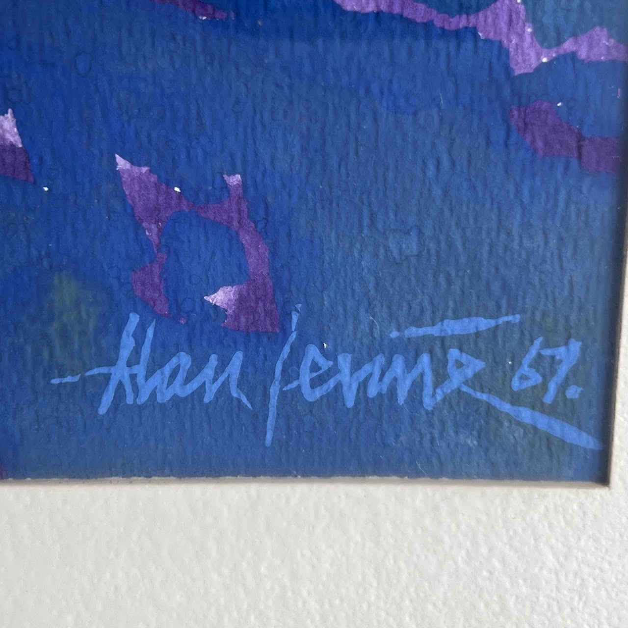 Alan Seth Levine Signed Mid-Century Modernist Gouache Landscape Painting