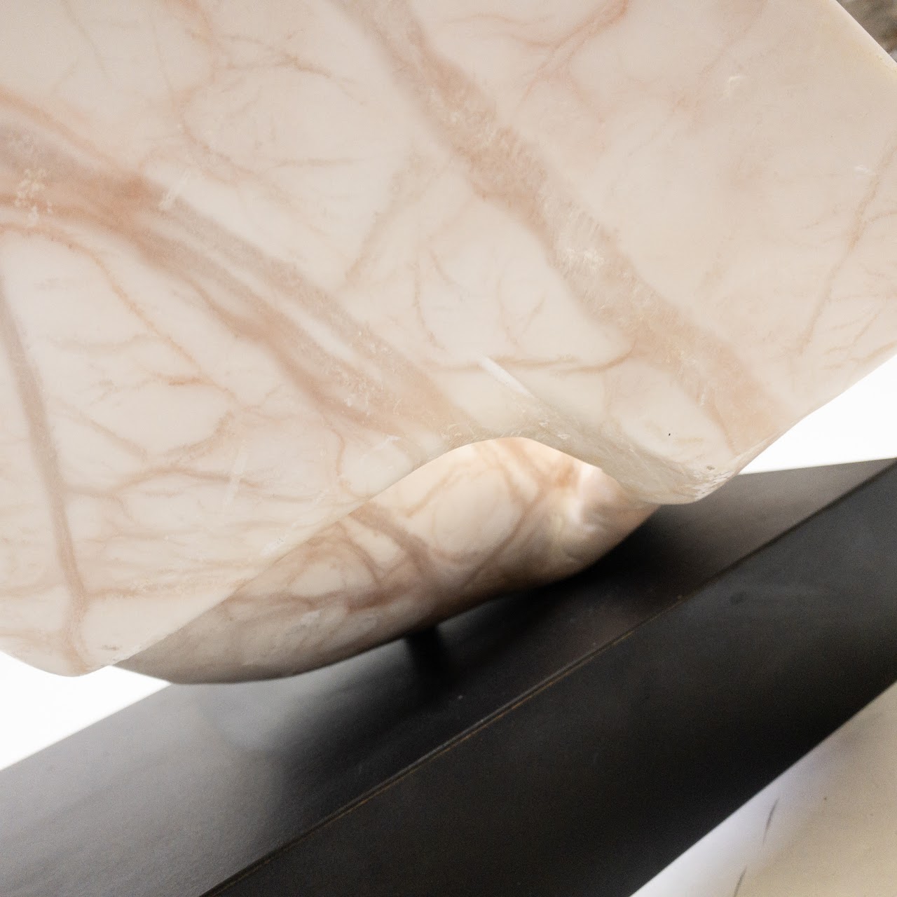 Signed Pink Marble Modernist Sculpture