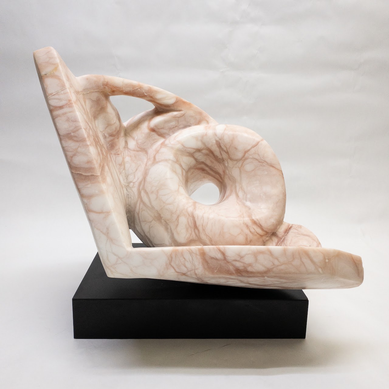 Signed Pink Marble Modernist Sculpture