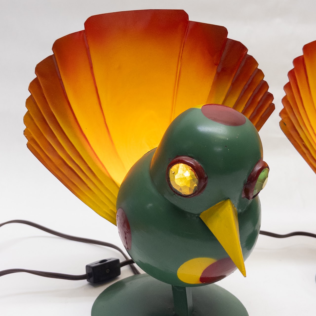 Walter Von Nessen for Miller Lamps Woofle Peacock Table Lamp Pair