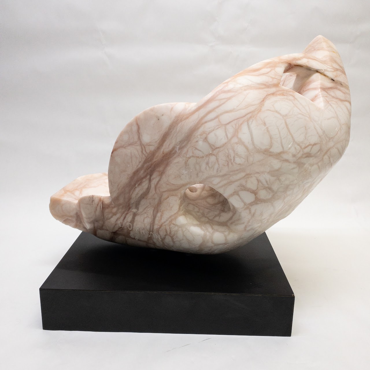 Signed Pink Marble Modernist Sculpture