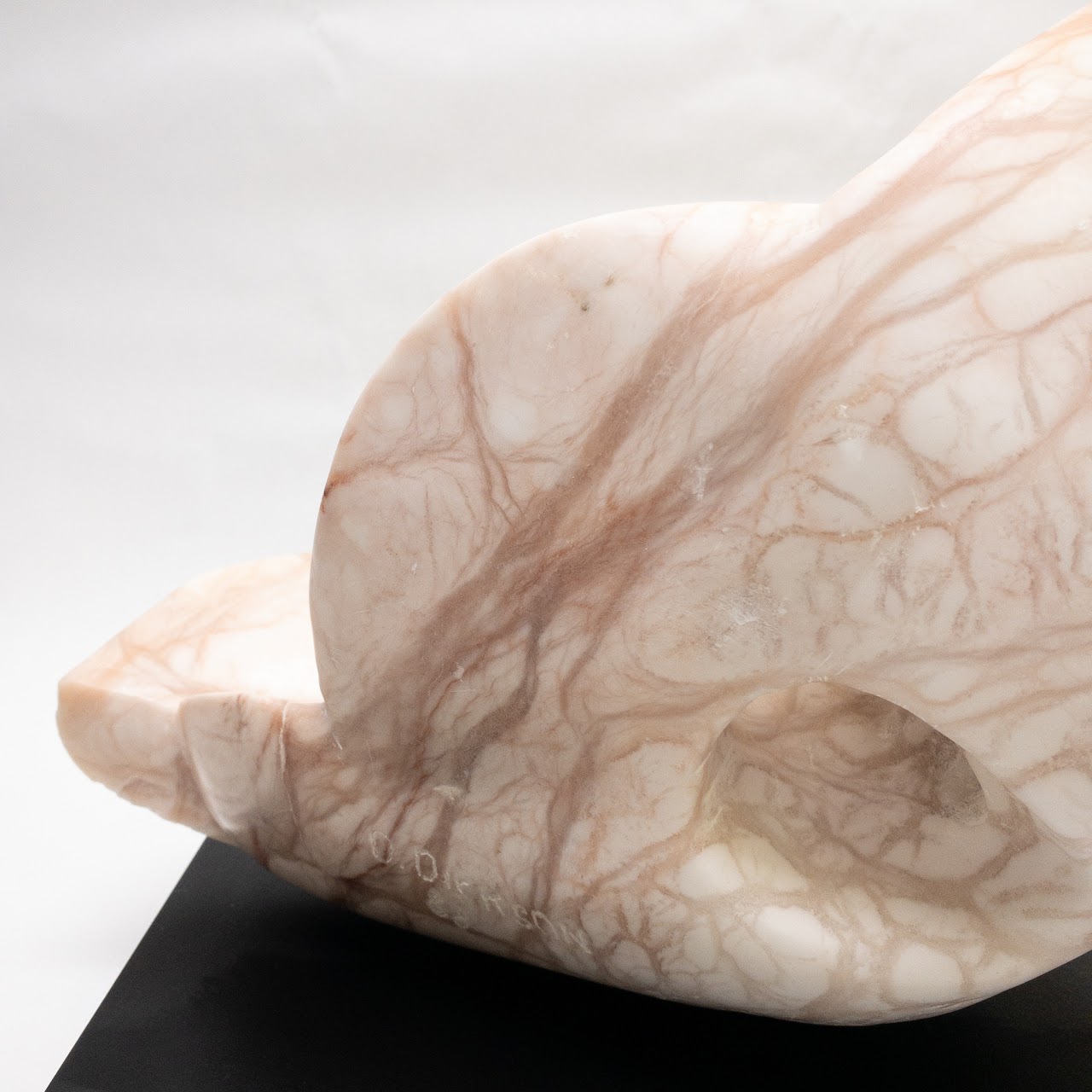 Signed Pink Marble Modernist Sculpture