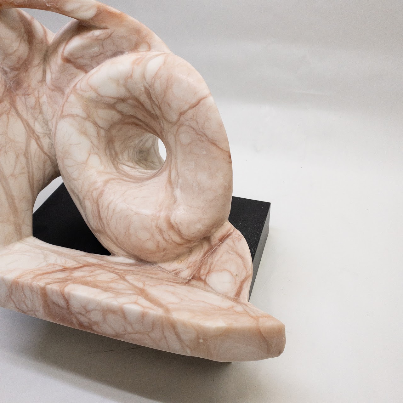 Signed Pink Marble Modernist Sculpture