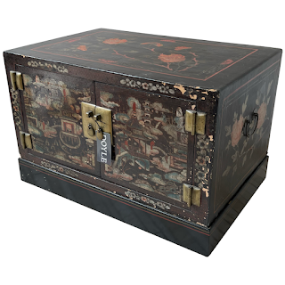 Chinoiserie Hand-Painted and Lacquered Antique Chest #1