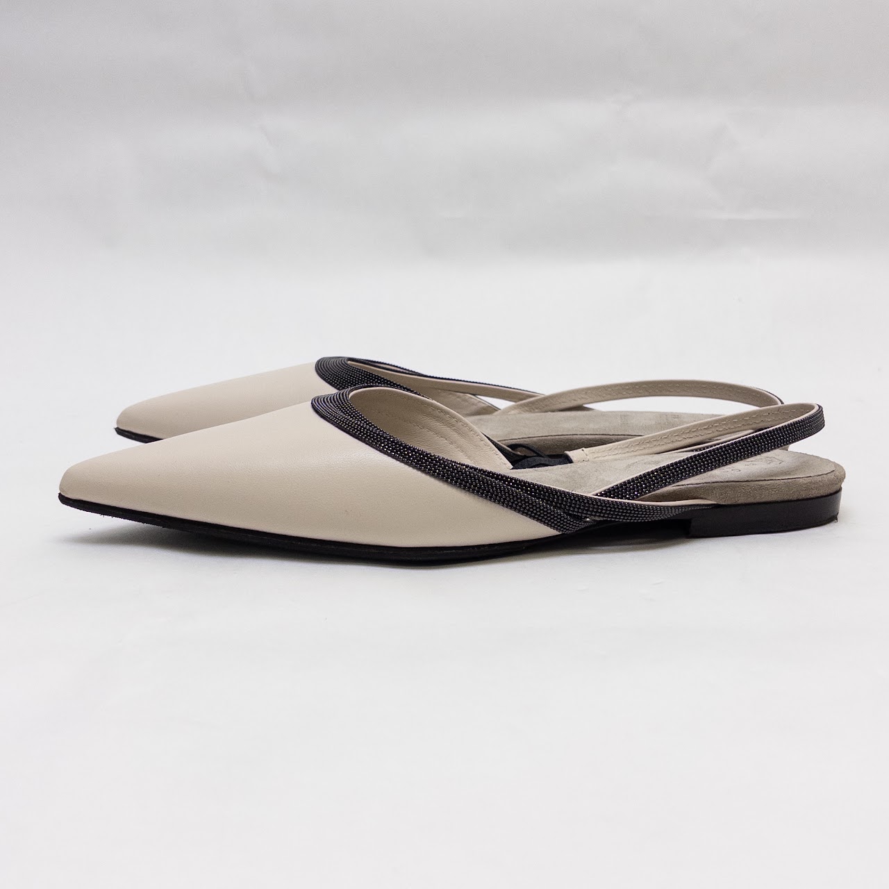 Brunello Cucinelli MINT Beaded Slingback Flats