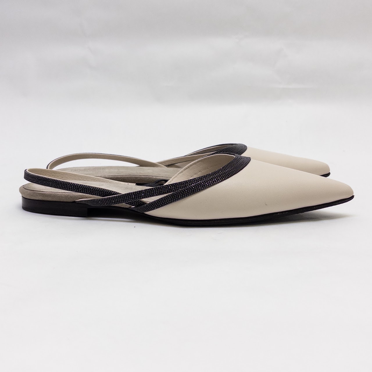 Brunello Cucinelli MINT Beaded Slingback Flats