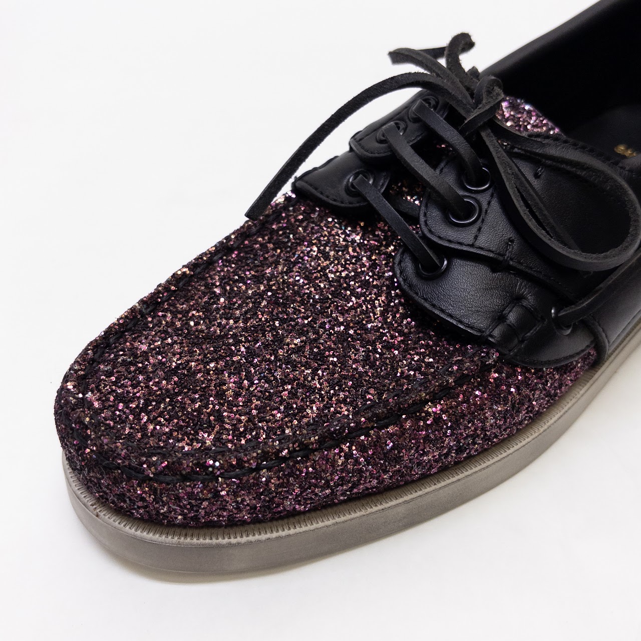 Saint Laurent Phoenix Glitter Boat Shoe Loafers