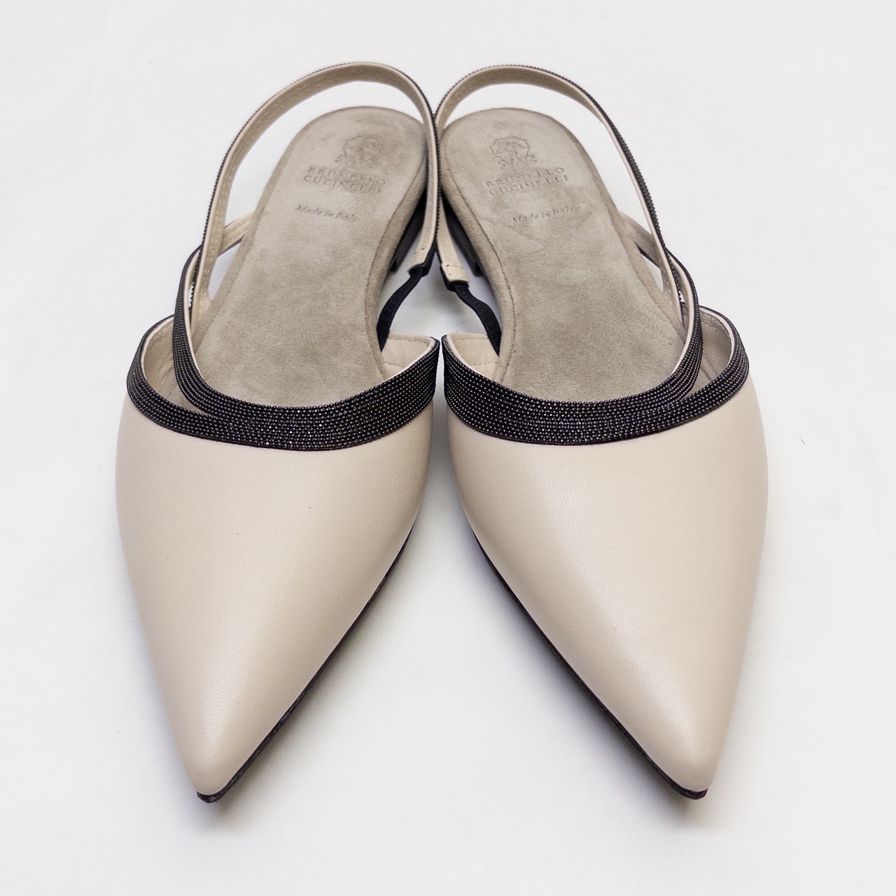 Brunello Cucinelli MINT Beaded Slingback Flats