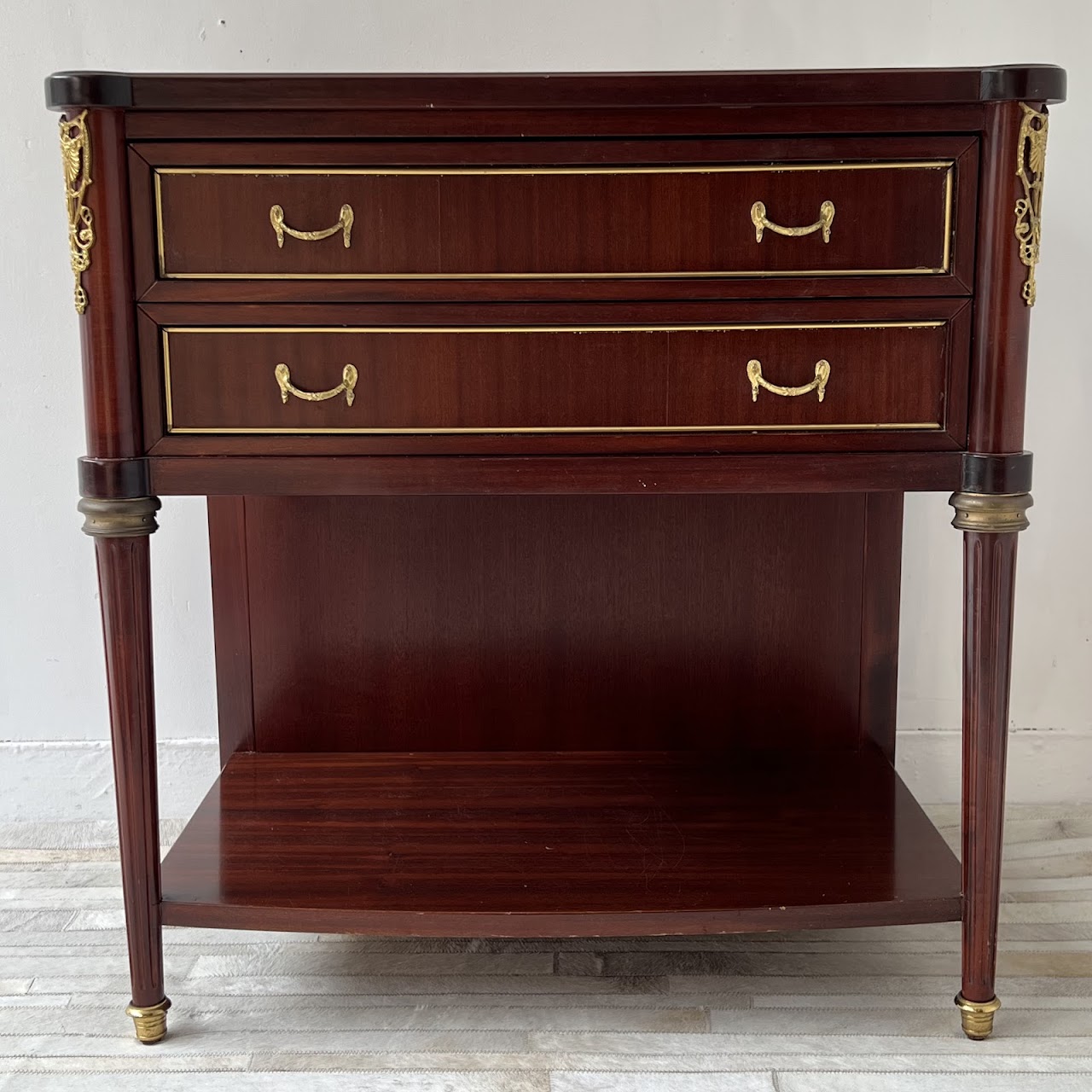 Ormolu Mounted Mahogany Two-Drawer End Table