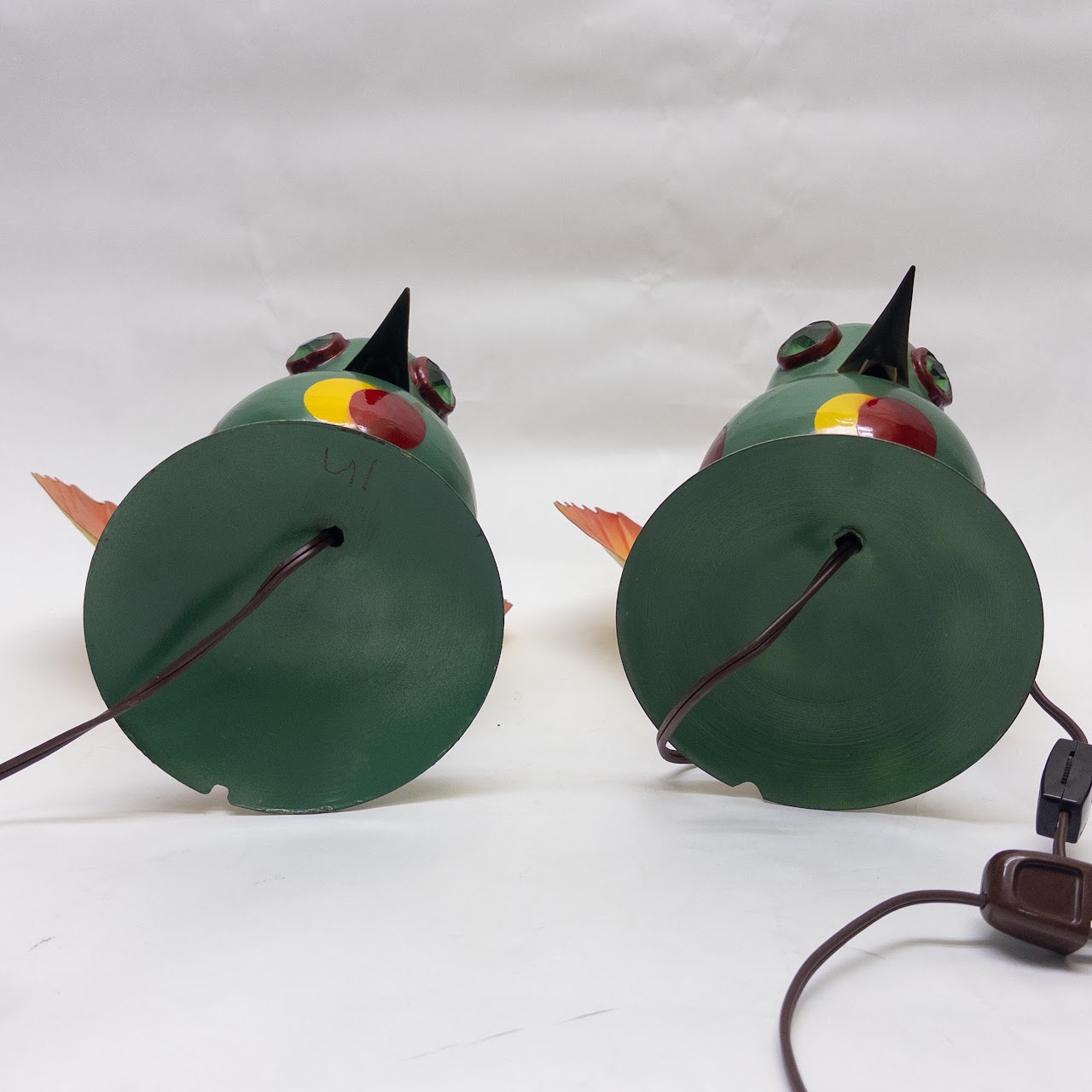 Walter Von Nessen for Miller Lamps Woofle Peacock Table Lamp Pair