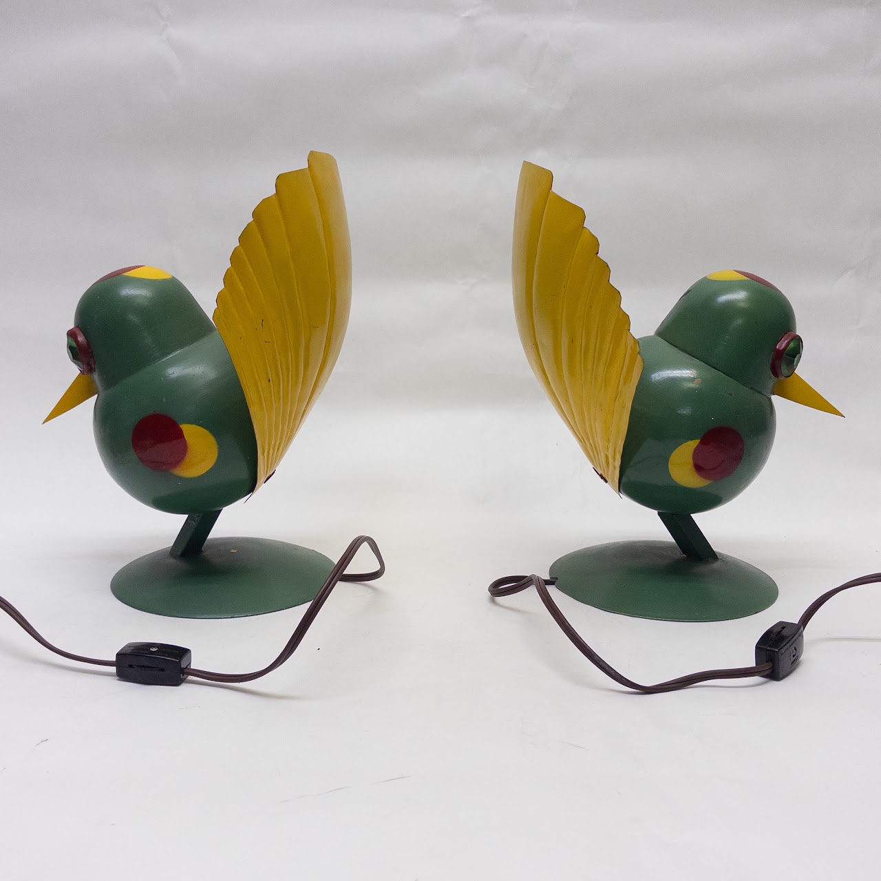 Walter Von Nessen for Miller Lamps Woofle Peacock Table Lamp Pair