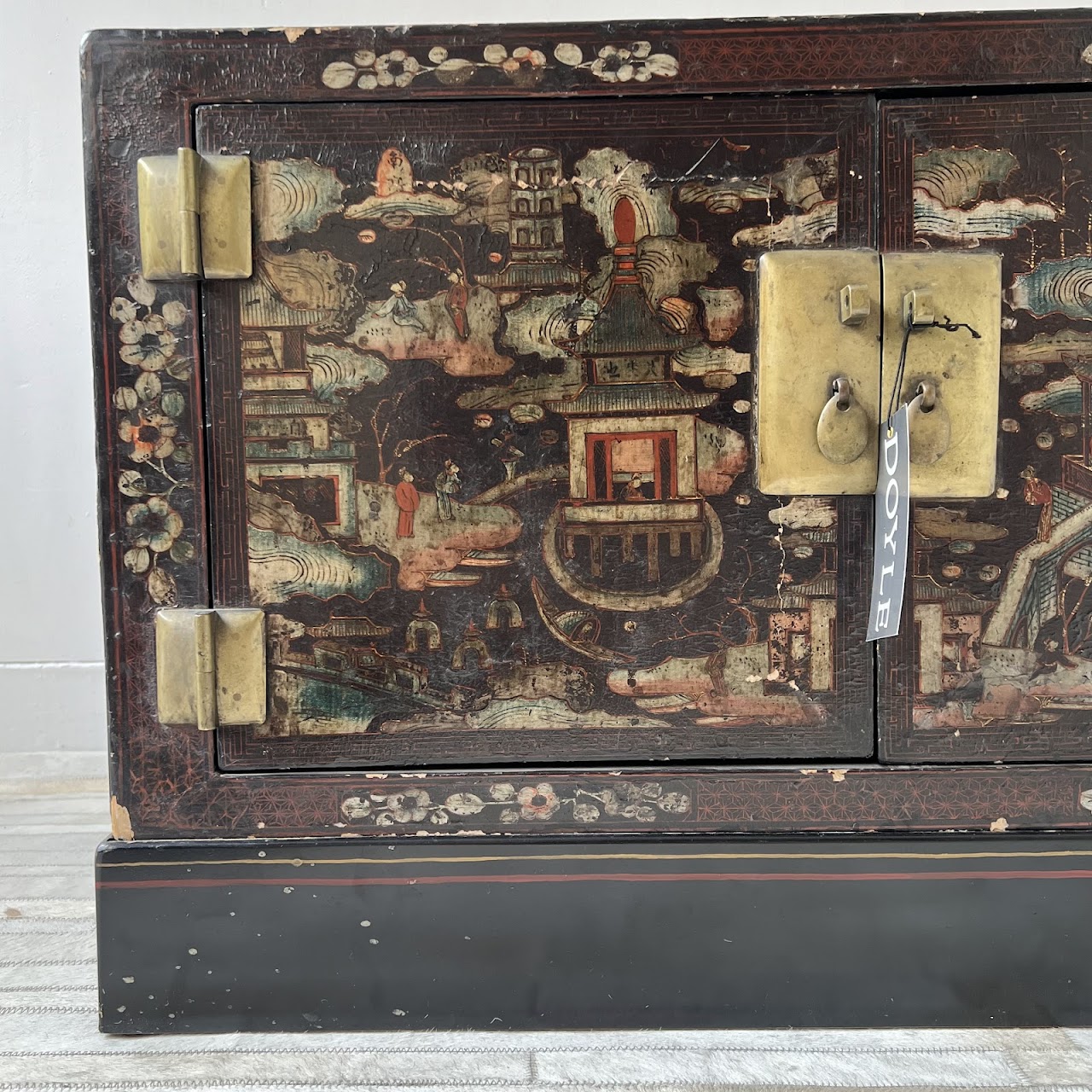 Chinoiserie Hand-Painted and Lacquered Antique Chest #1