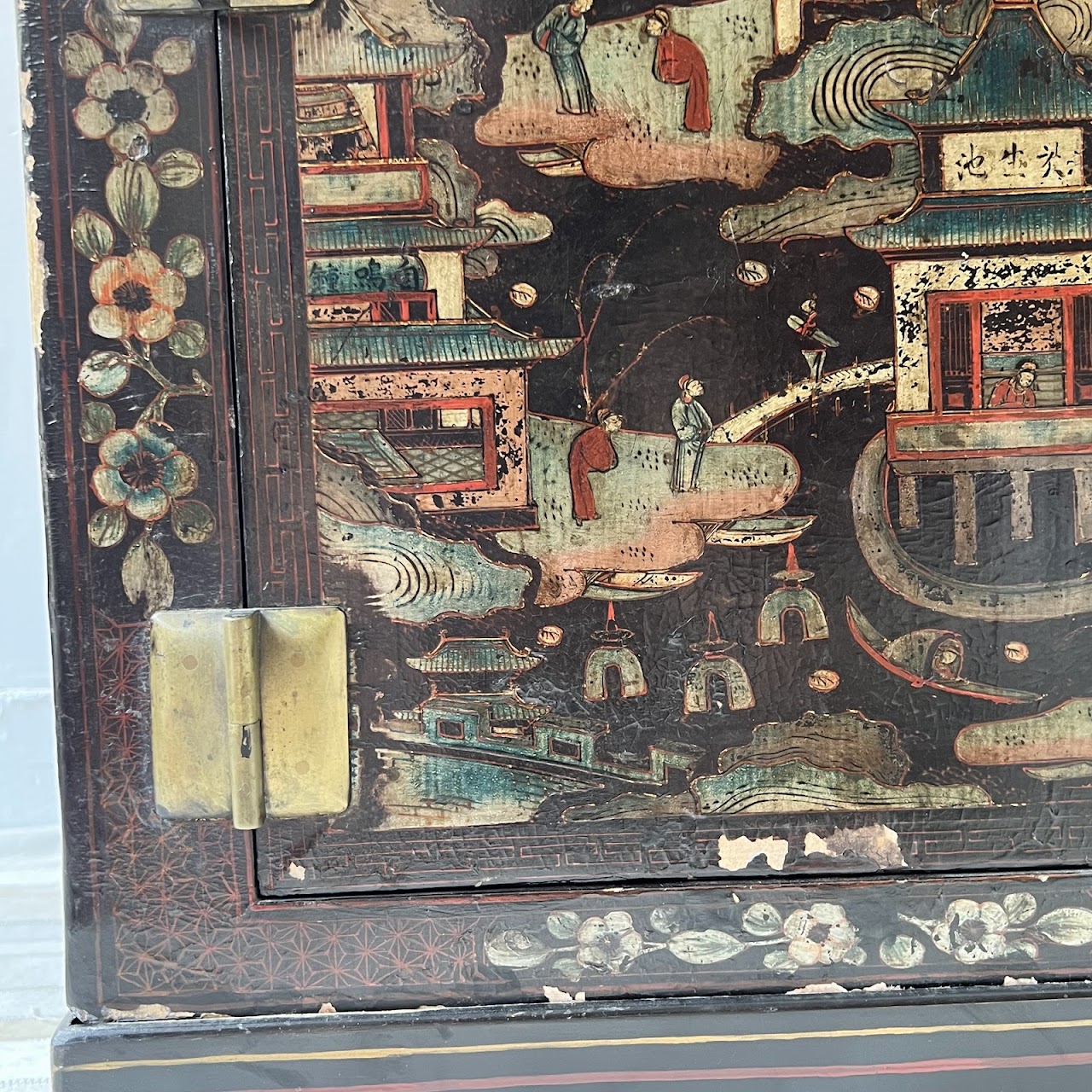 Chinoiserie Hand-Painted and Lacquered Antique Chest #2