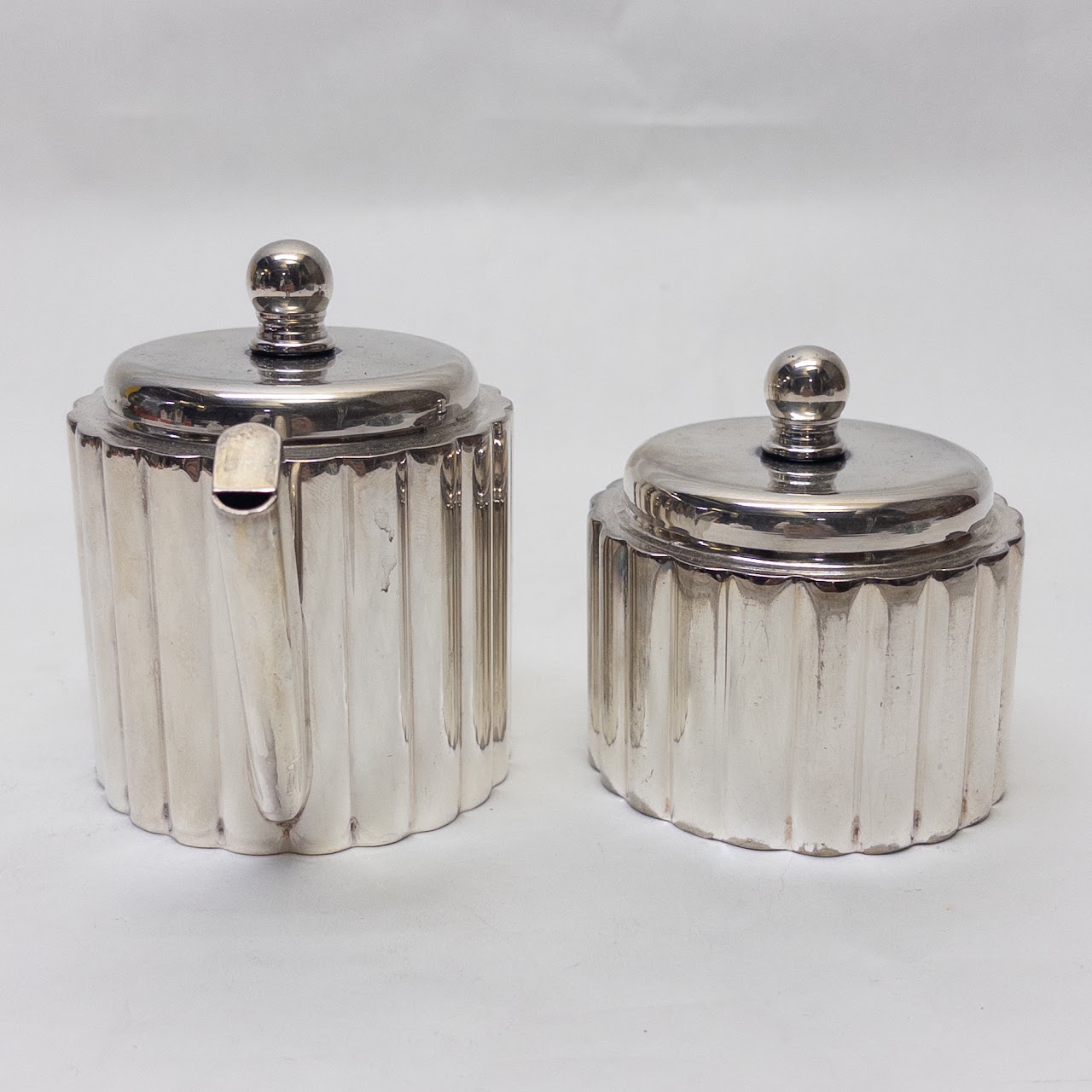 Art Deco D.F. Sanders & Co. Silverplate Fluted Sugar and Creamer