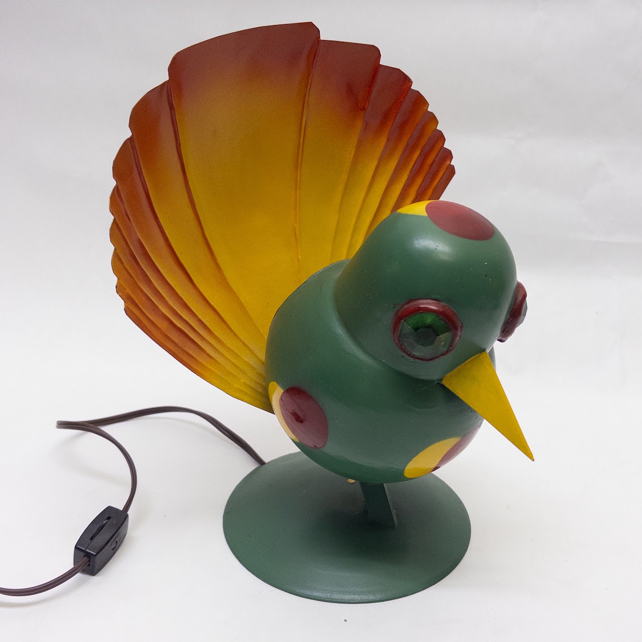 Walter Von Nessen for Miller Lamps Woofle Peacock Table Lamp Pair