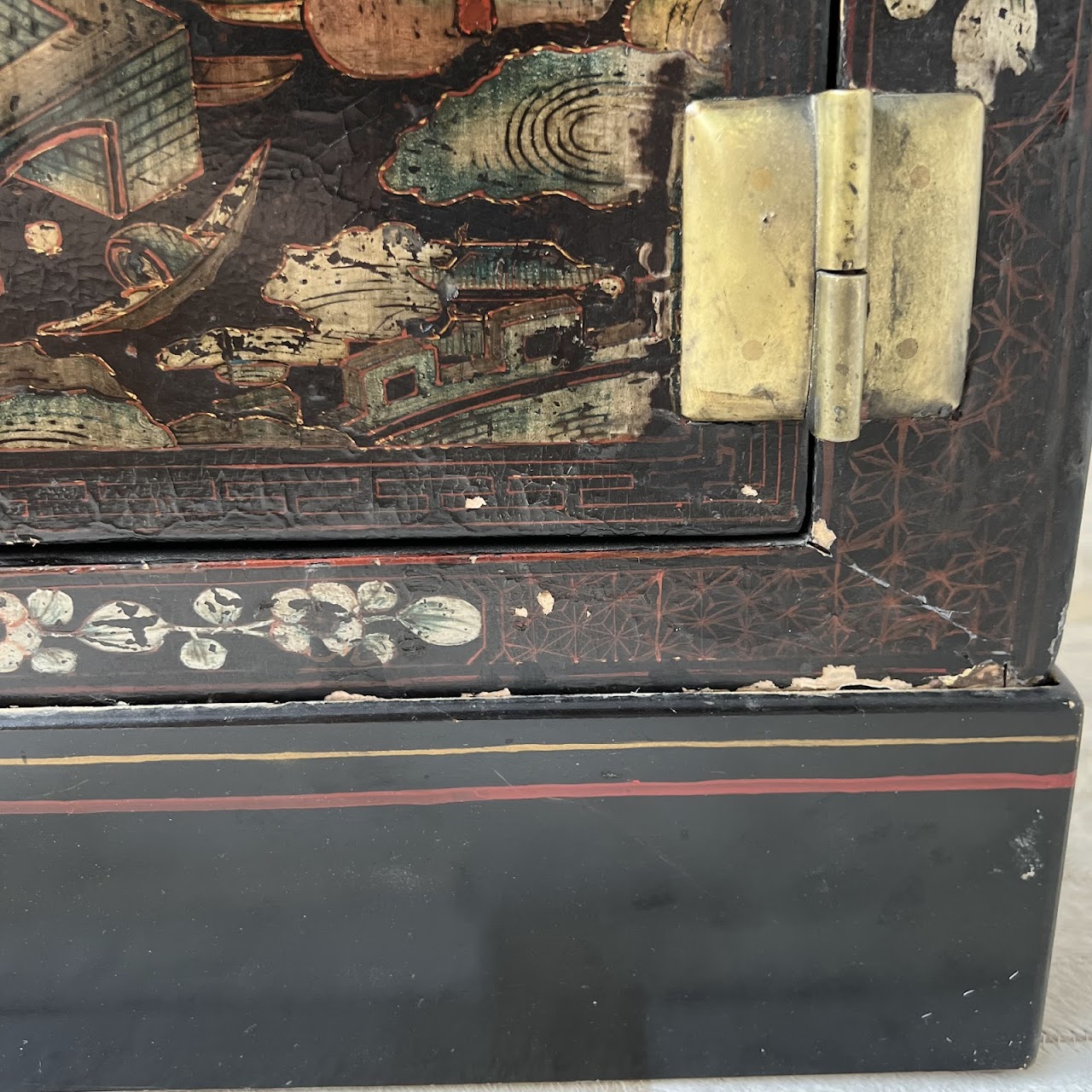 Chinoiserie Hand-Painted and Lacquered Antique Chest #2