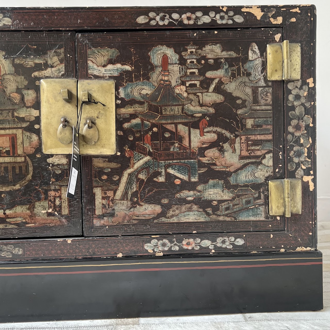 Chinoiserie Hand-Painted and Lacquered Antique Chest #1