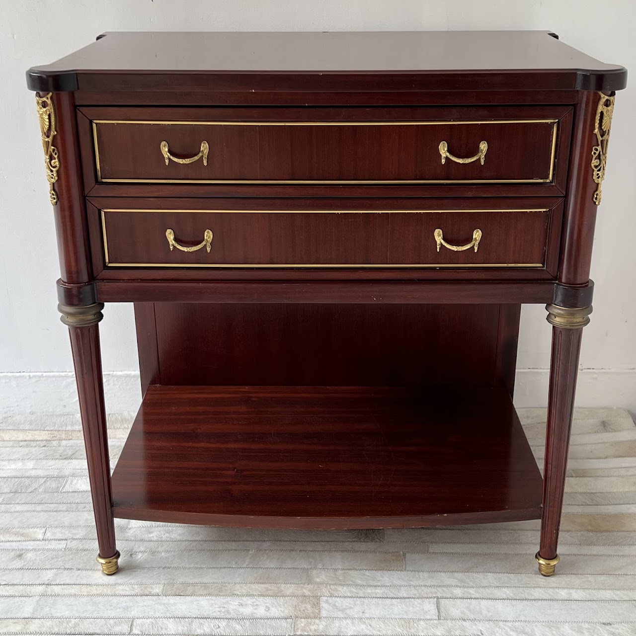 Ormolu Mounted Mahogany Two-Drawer End Table