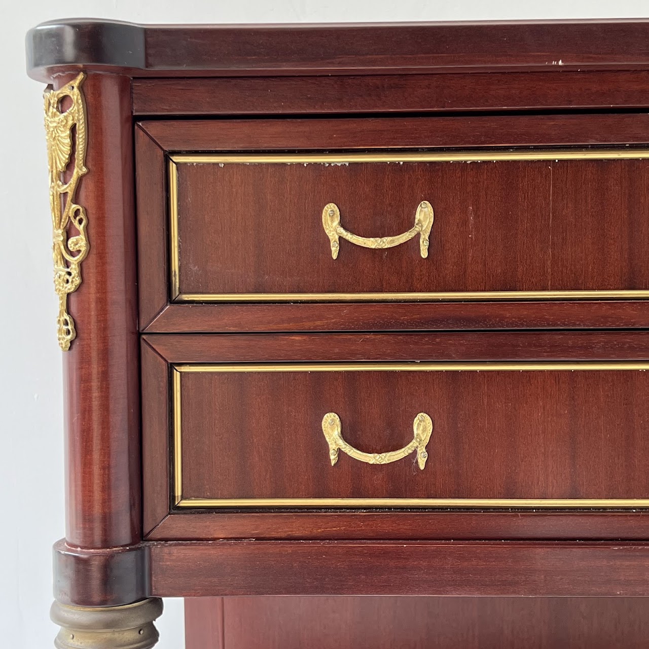 Ormolu Mounted Mahogany Two-Drawer End Table