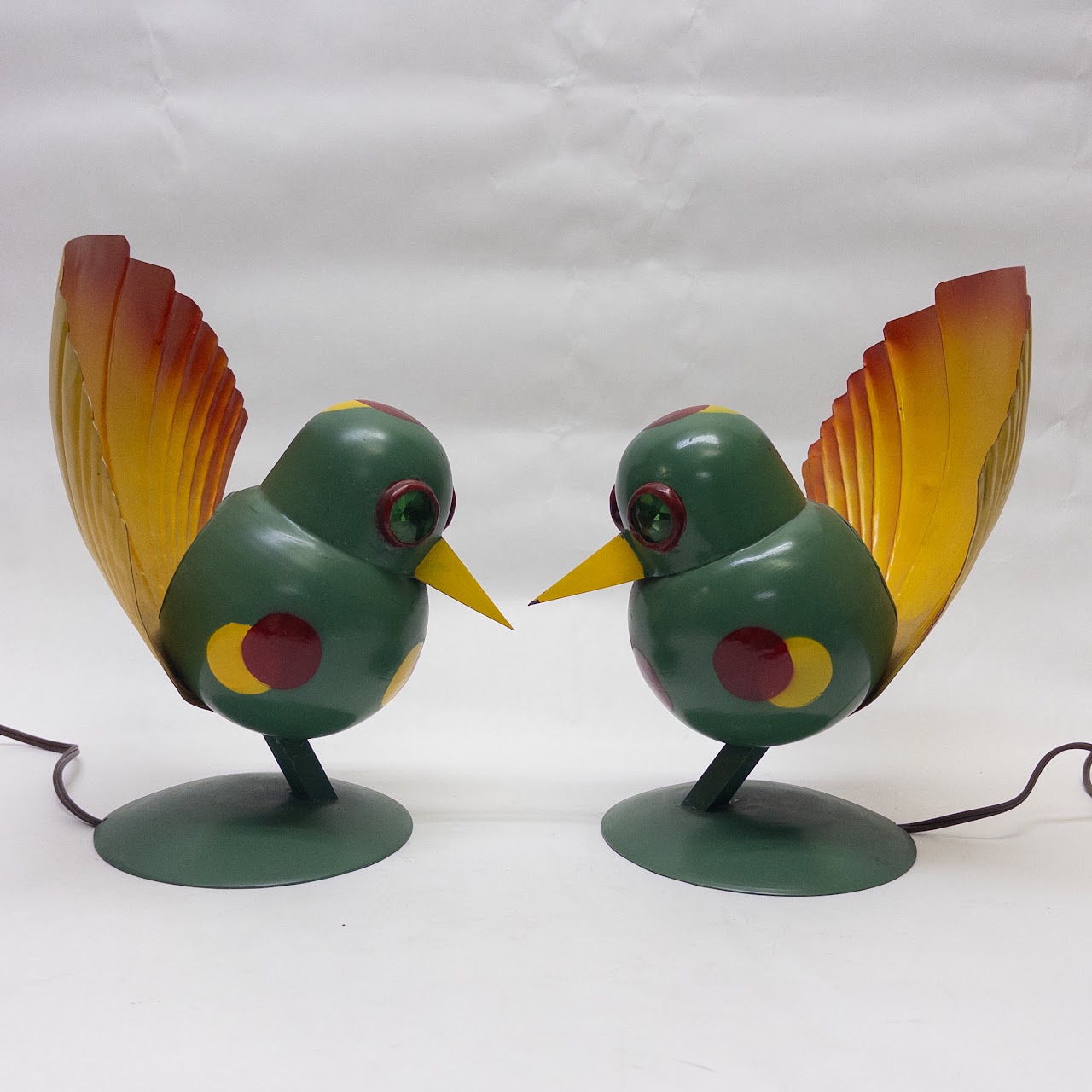 Walter Von Nessen for Miller Lamps Woofle Peacock Table Lamp Pair