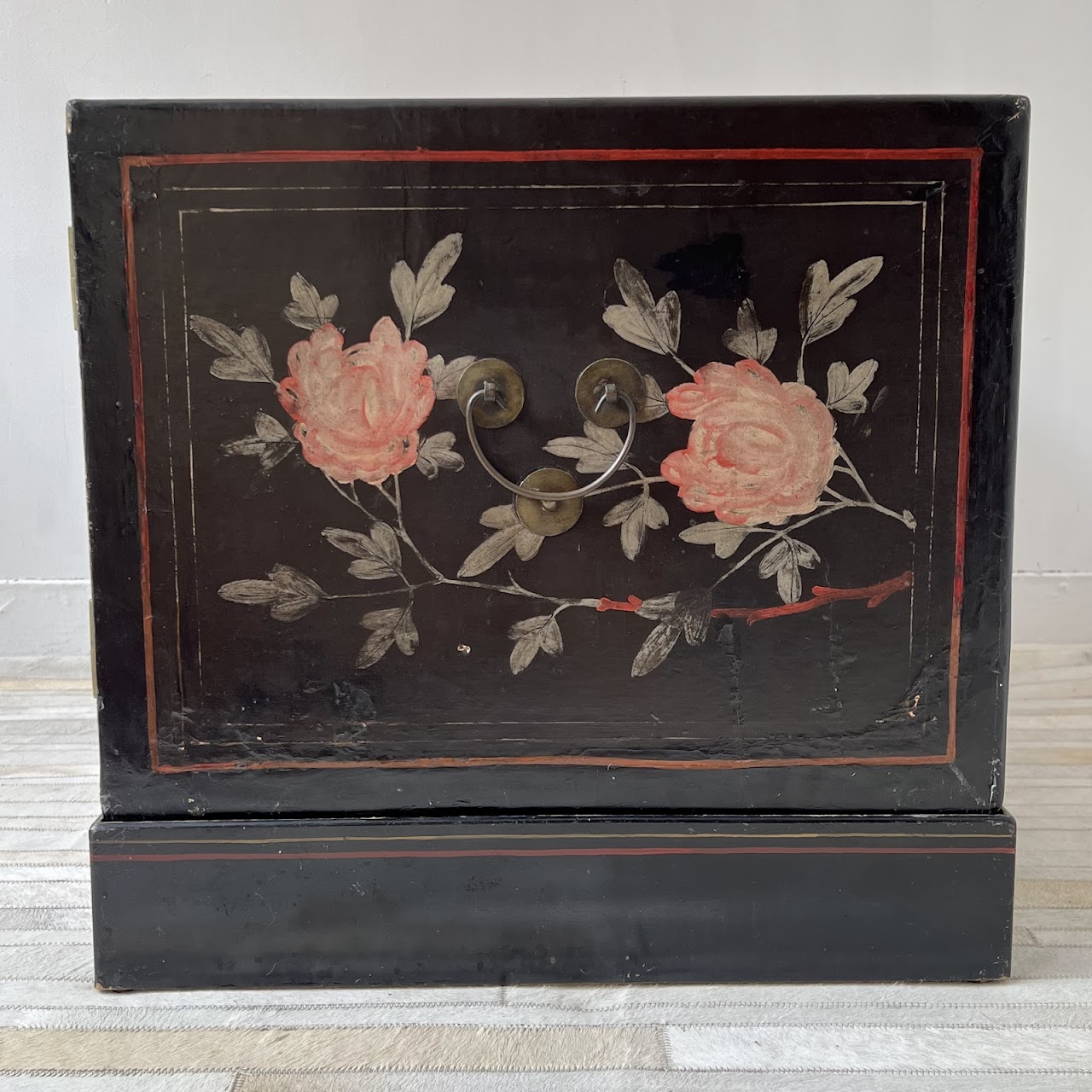 Chinoiserie Hand-Painted and Lacquered Antique Chest #1