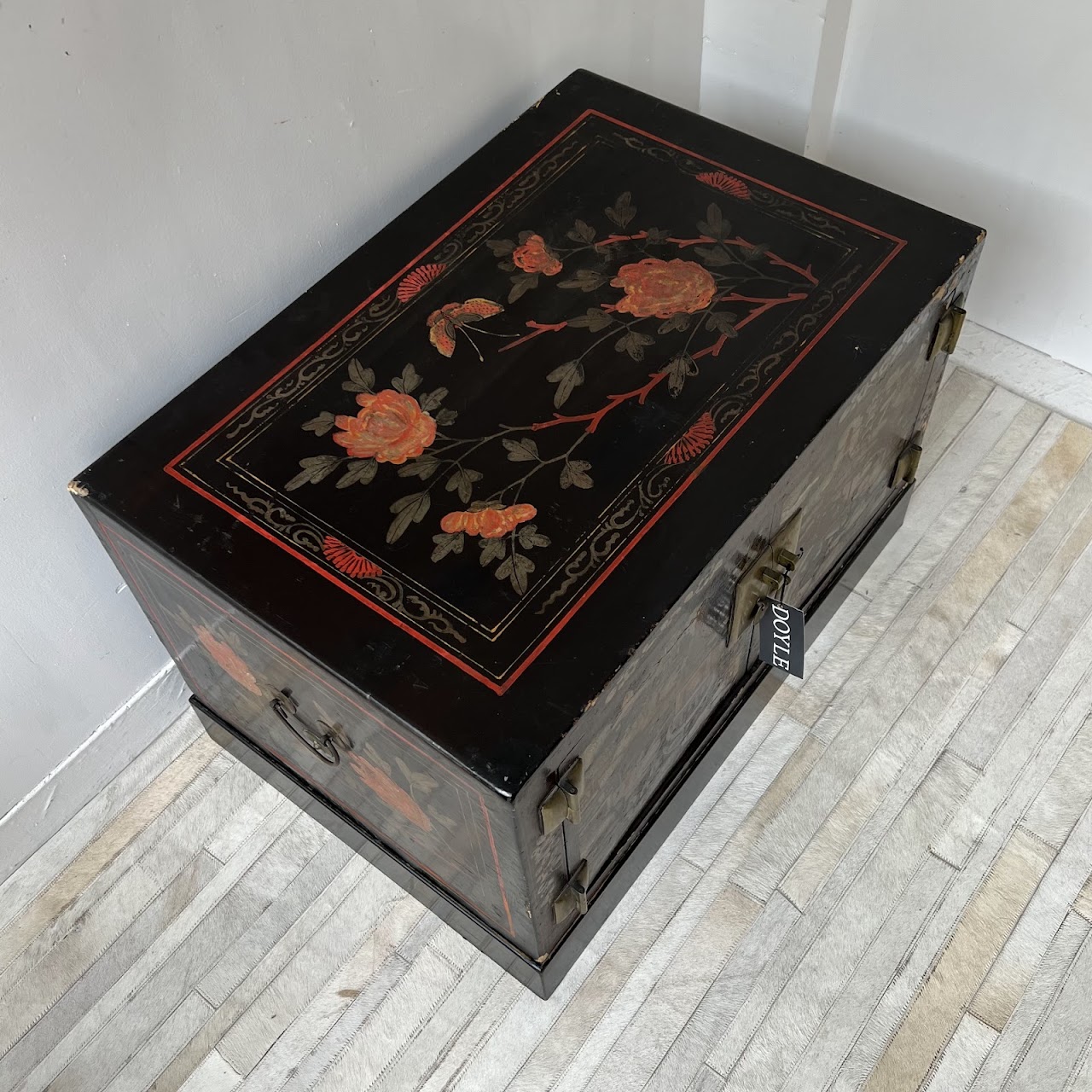 Chinoiserie Hand-Painted and Lacquered Antique Chest #1