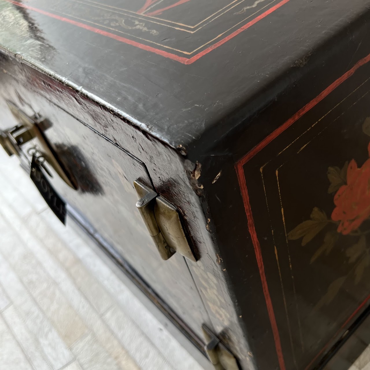 Chinoiserie Hand-Painted and Lacquered Antique Chest #2