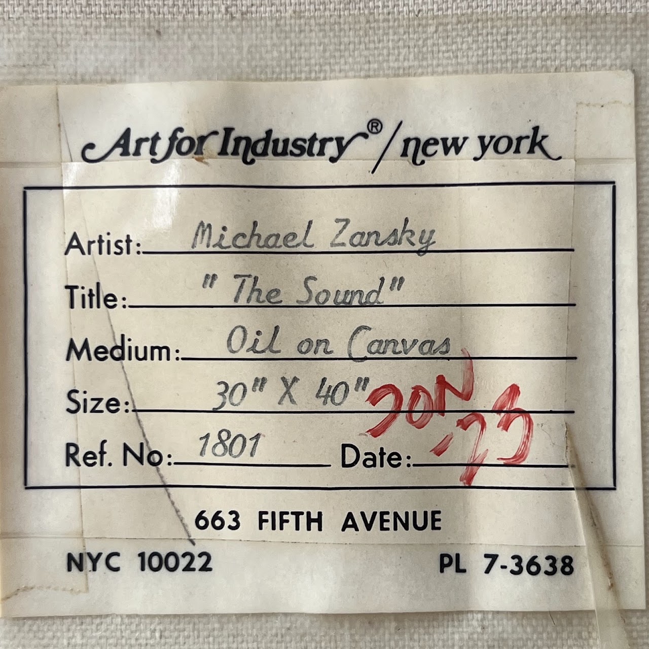 Michael Zansky 'The Sound' Signed Oil Painting, 1974