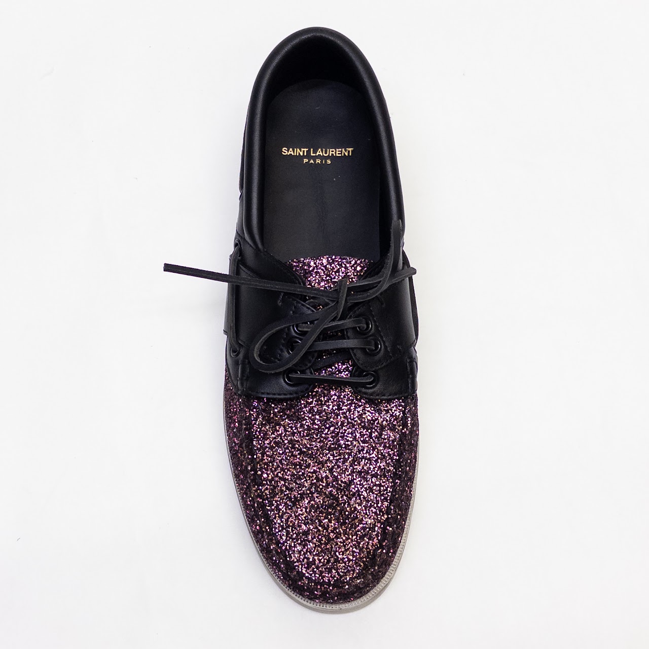 Saint Laurent Phoenix Glitter Boat Shoe Loafers