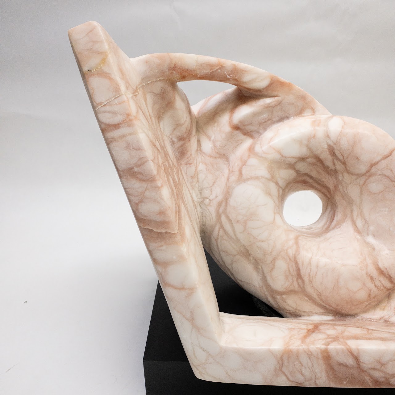 Signed Pink Marble Modernist Sculpture