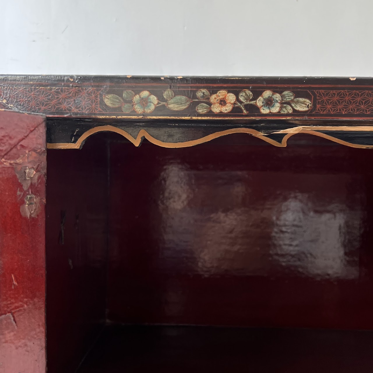 Chinoiserie Hand-Painted and Lacquered Antique Chest #2