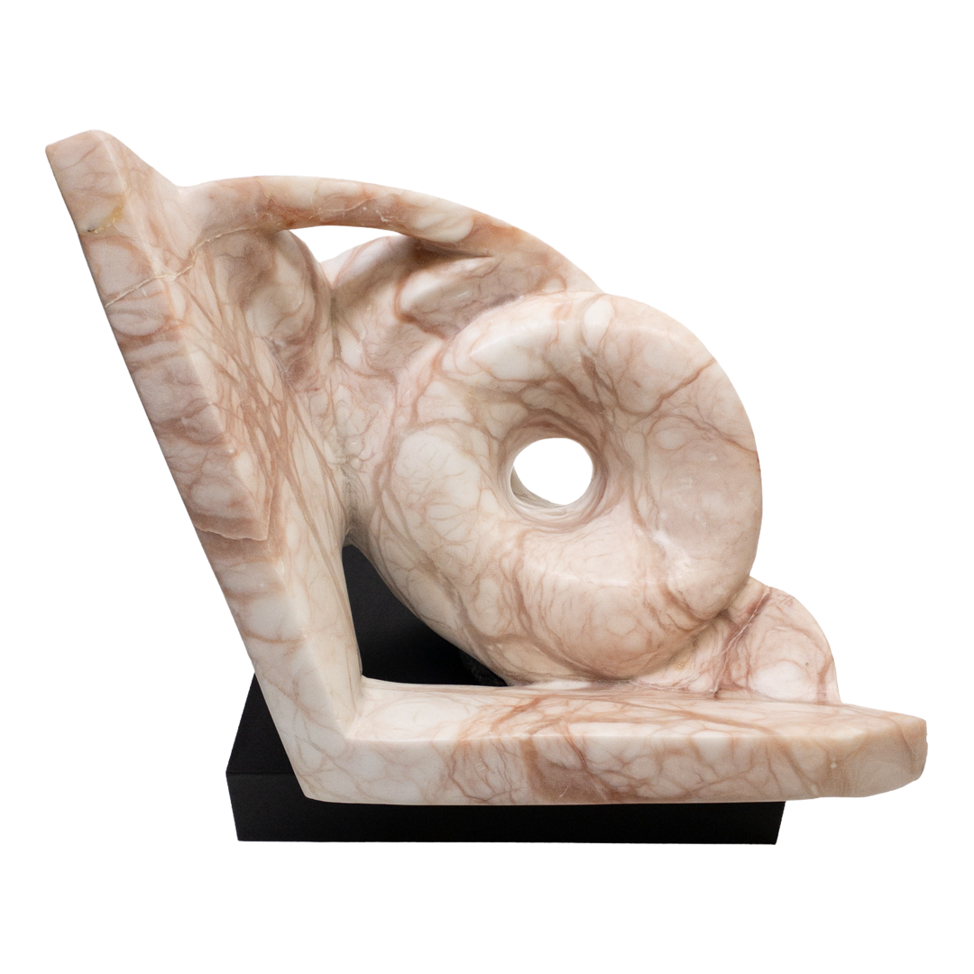 Signed Pink Marble Modernist Sculpture