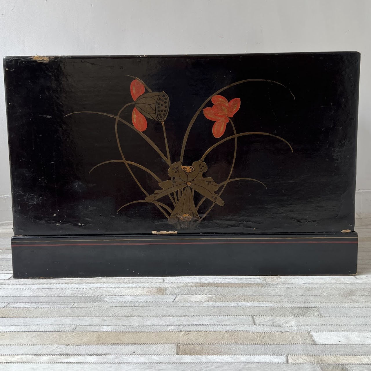 Chinoiserie Hand-Painted and Lacquered Antique Chest #1