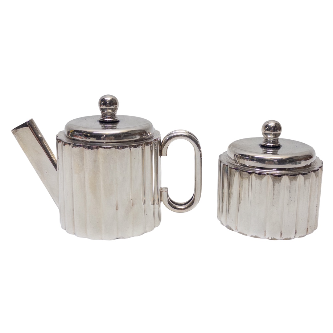 Art Deco D.F. Sanders & Co. Silverplate Fluted Sugar and Creamer