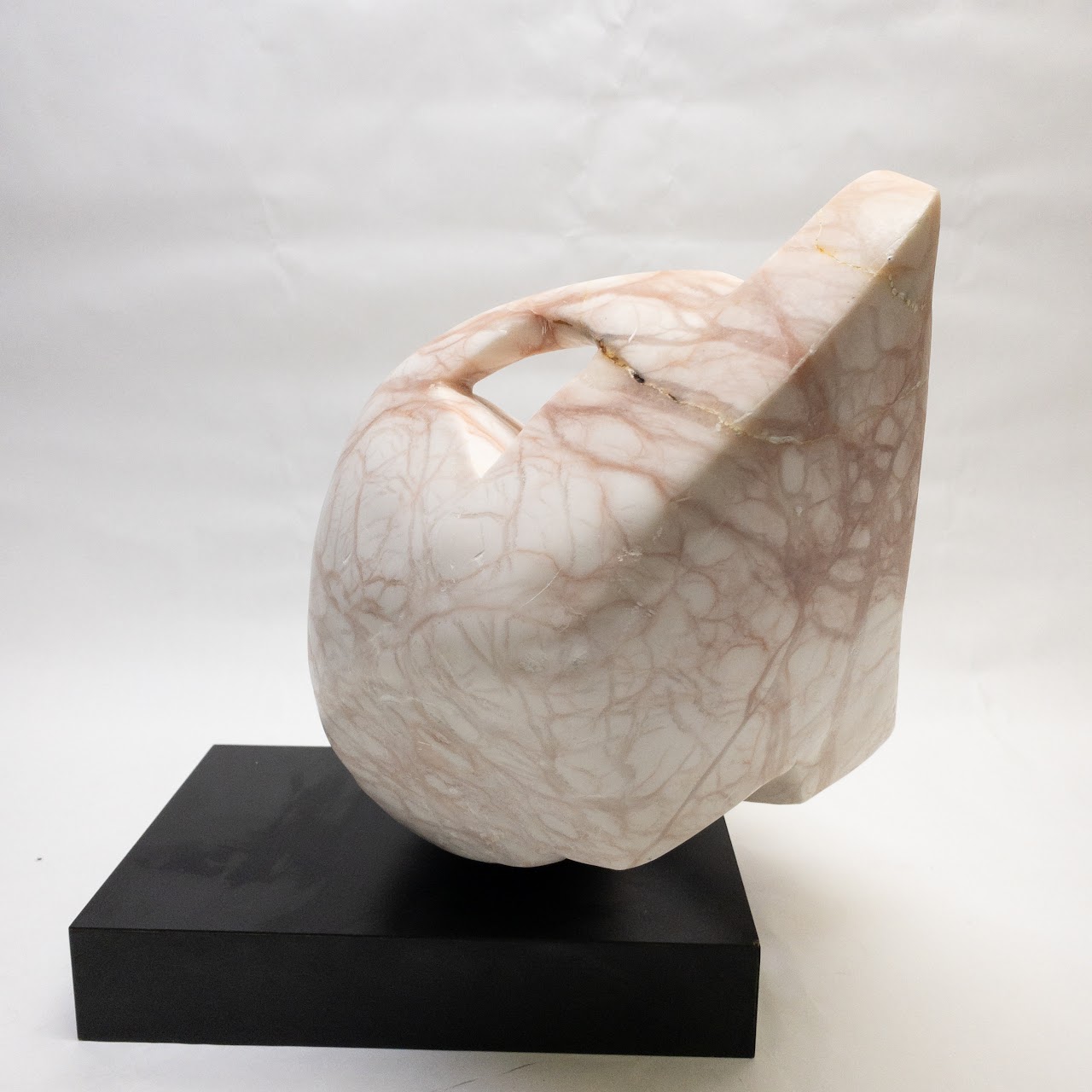 Signed Pink Marble Modernist Sculpture