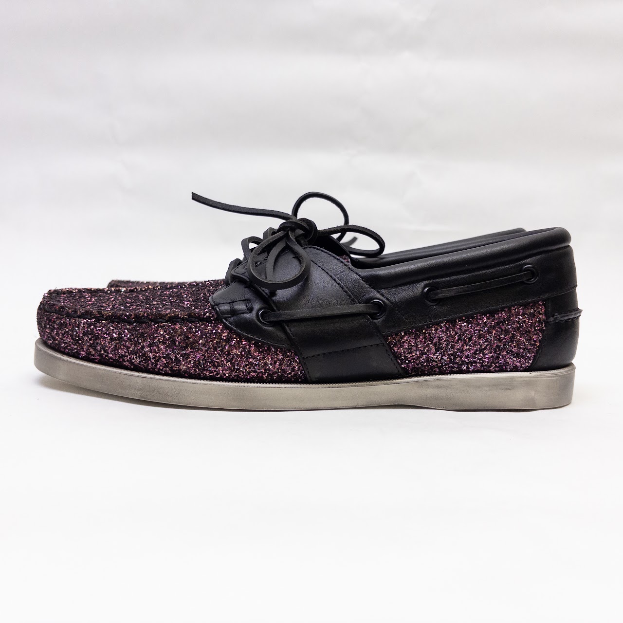 Saint Laurent Phoenix Glitter Boat Shoe Loafers