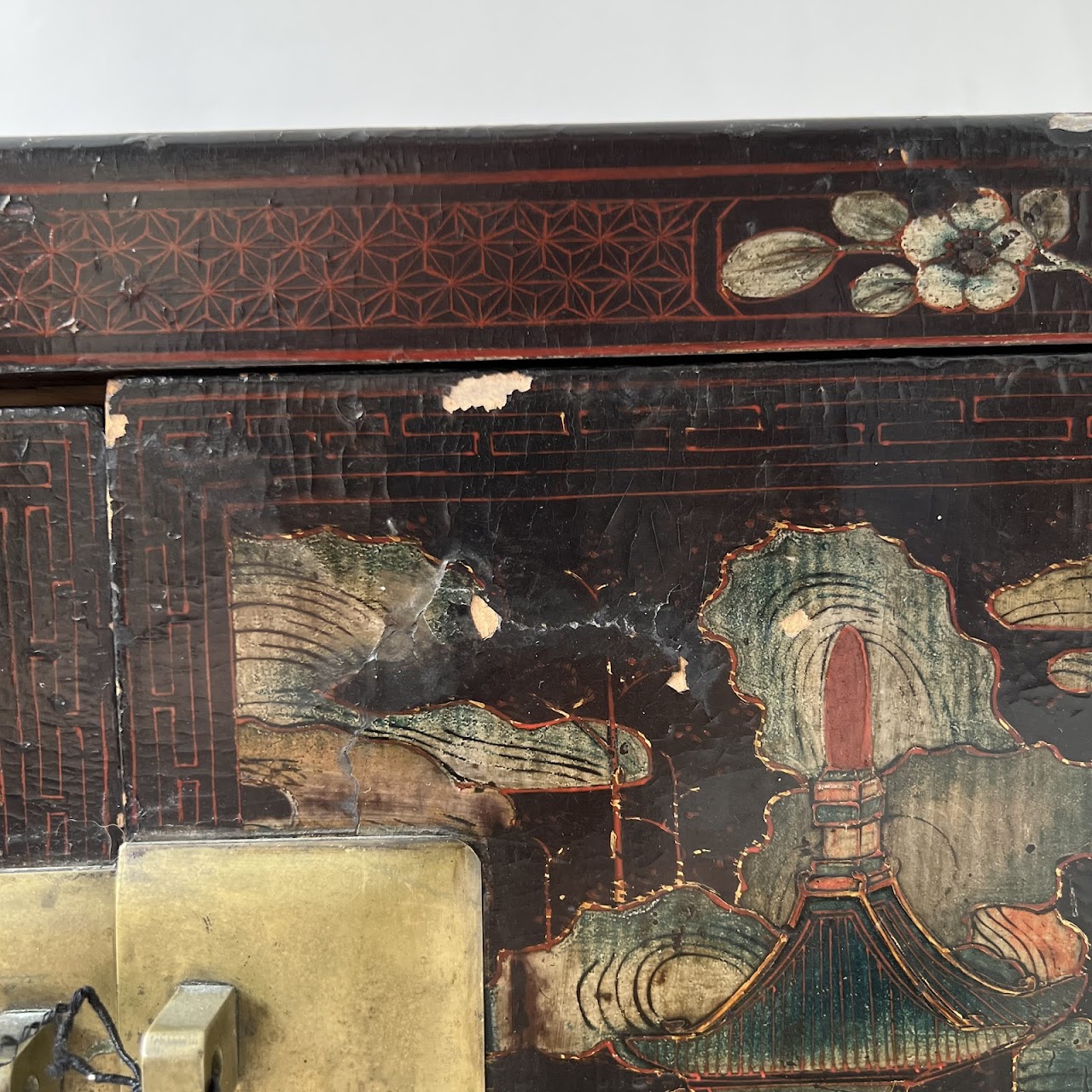 Chinoiserie Hand-Painted and Lacquered Antique Chest #2