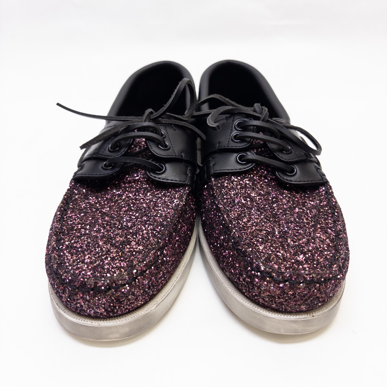 Saint Laurent Phoenix Glitter Boat Shoe Loafers