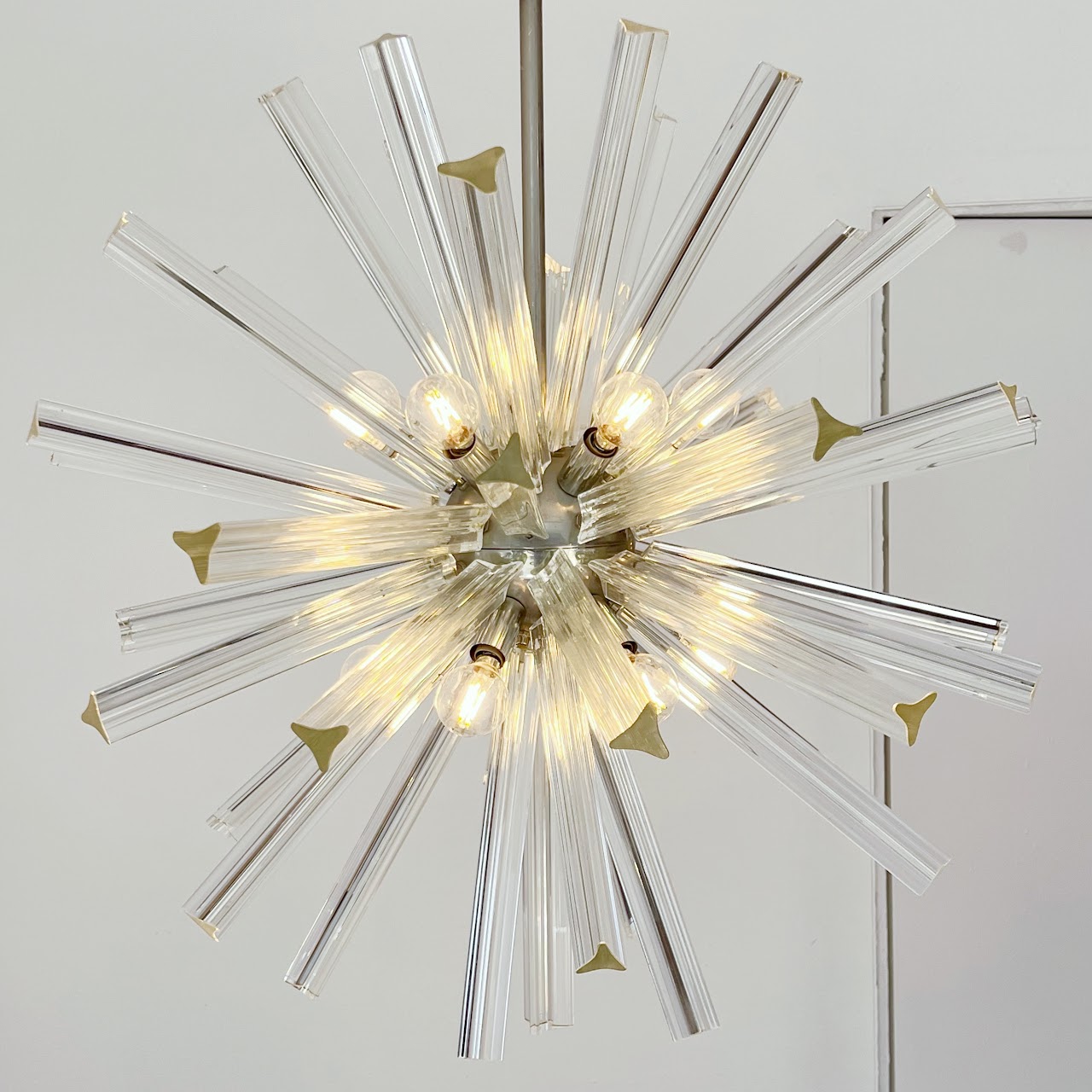 Mid-Century Modern Italian Chrome and Glass Sputnik Chandelier