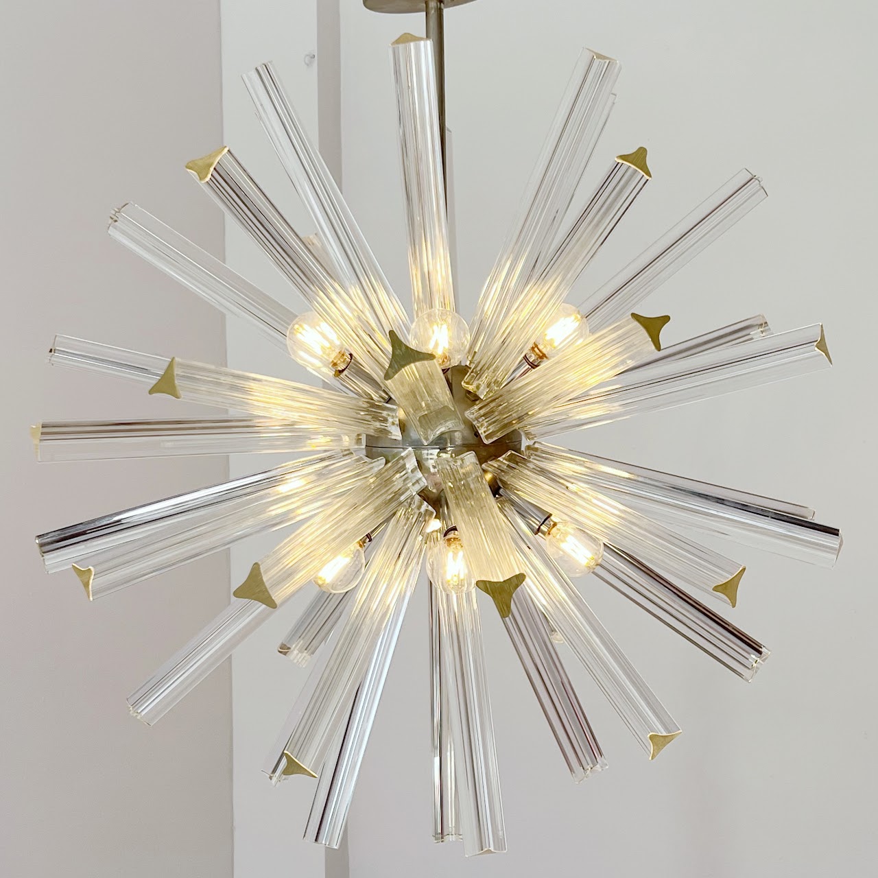 Mid-Century Modern Italian Chrome and Glass Sputnik Chandelier