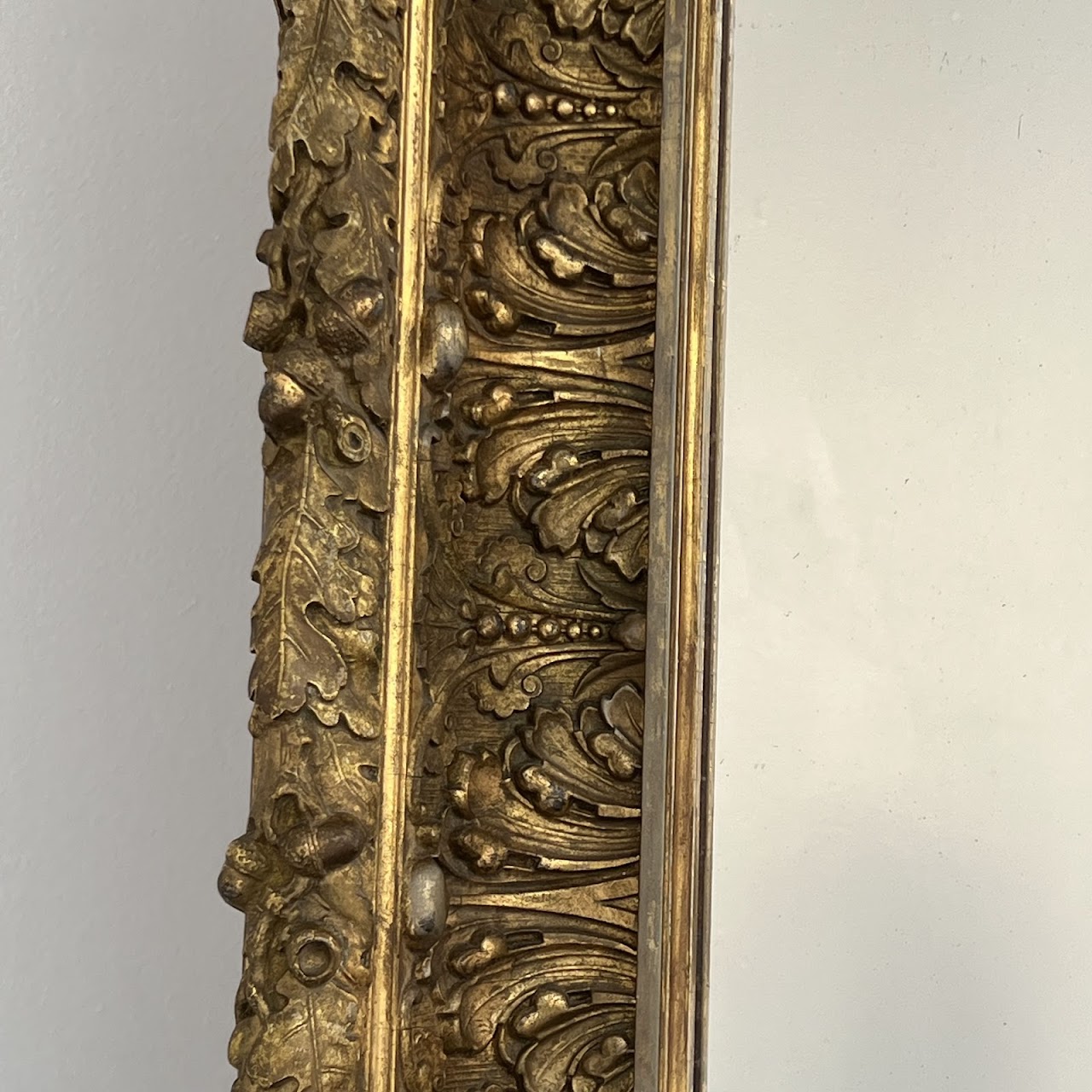 19th C. French Gilded Acorn and Oak Leaf Framed Monumental Mantel Mirror