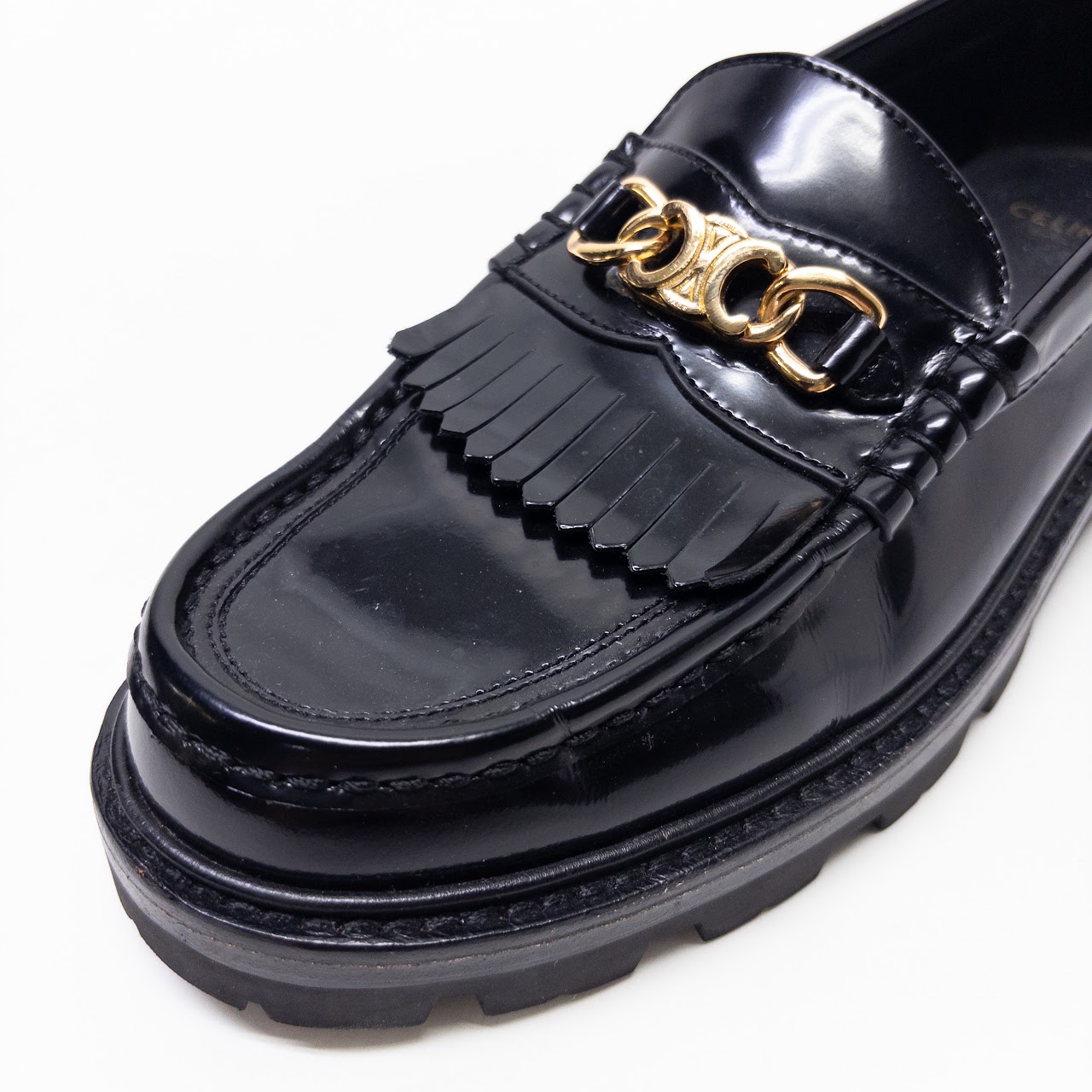 Celine Black Leather Margaret Loafers