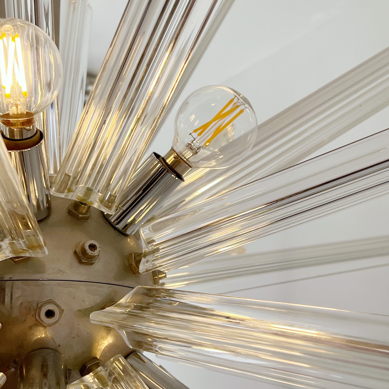 Mid-Century Modern Italian Chrome and Glass Sputnik Chandelier