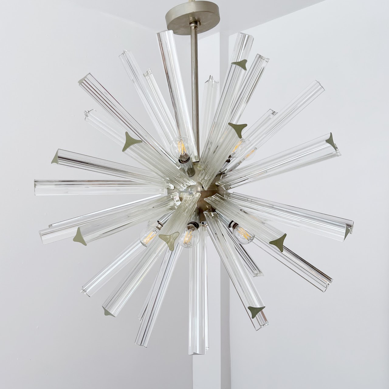 Mid-Century Modern Italian Chrome and Glass Sputnik Chandelier