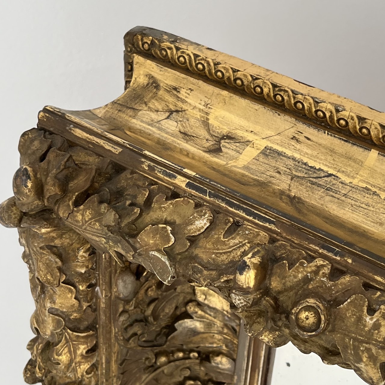 19th C. French Gilded Acorn and Oak Leaf Framed Monumental Mantel Mirror